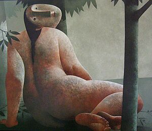 "Harskamp, Frau unter Olivenbäumen, 2007-08"
