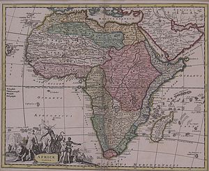 Afrika-Karte  Colorierter Kupferstich