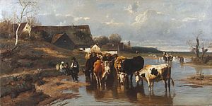 "Mali, Am Bache - Schwäbische Dorfpartie, 1881""