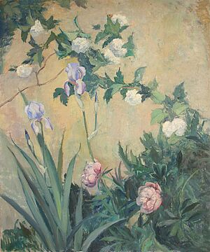 "Strich-Chapell, Schneeballen, Iris und Päonien"